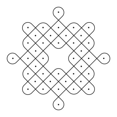 Noktalı soyut kolam Sikku Kolam modern vektör illüstrasyonu