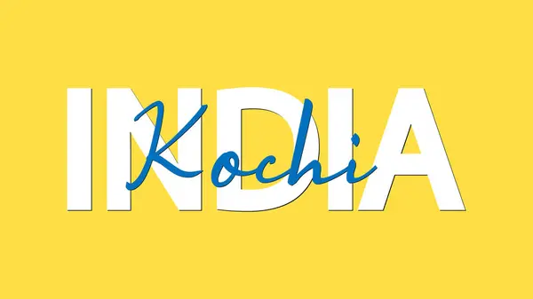 Hindistan 'da Kochi kaligrafi konsepti vektör çizimi. Kochi, Hindistan 'ın Kerala eyaletinin en büyük şehridir..