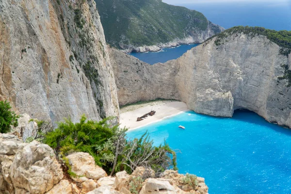 Stock image Navagio beach with the famous wrecked ship in Zante, Greece. High quality photo