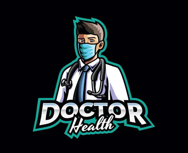 Projeto Logotipo Mascote Médico Ilustração Vetorial Trabalhador Saúde Ilustração Logotipo — Vetor de Stock