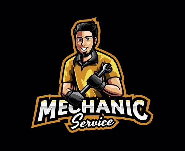Mechanic Mascot Logo Design Mechanic Profession Vector Illustration Logo Illustration — Stock Vector