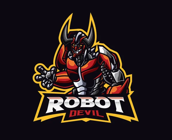 Şeytan Robot Maskot Logosu Tasarımı Mekagodzilla Vektör Çizimi Maskot Sembol — Stok Vektör