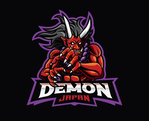 Şeytan Oni Maskot Logosu Tasarımı Blis Oni Iblis Vektör Illüstrasyonu — Stok Vektör