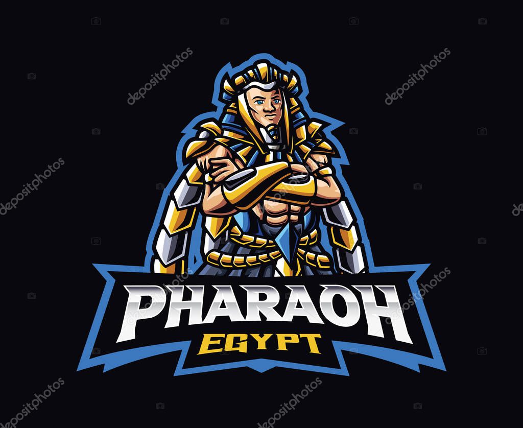 Sci-fi Egypt Pharaoh mascot logo design. Futuristic Pharaoh vector illustration. Logo illustration for mascot or symbol and identity, emblem sports or e-sports gaming team