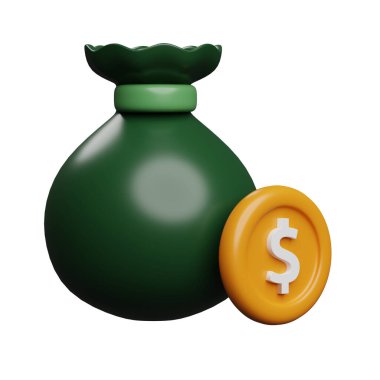 Money bag 3D icon design. Saving and finance icon in 3D style