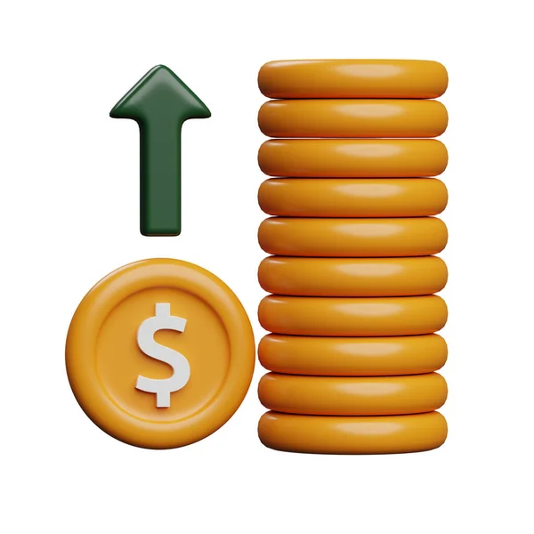 3D gold coin stack icon design. Gold coin and outcome concept icon in 3D style