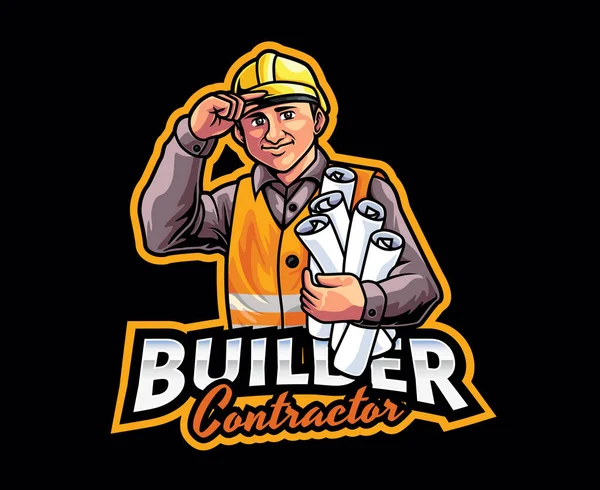 Contractor Mascot Logo Design Skilled Experienced Contractor Mascot Illustration — Stock Vector