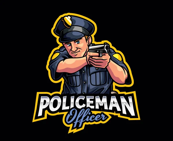 Diseño Del Logotipo Mascota Policía Defensor Justicia Policía Mascota Ilustración — Archivo Imágenes Vectoriales
