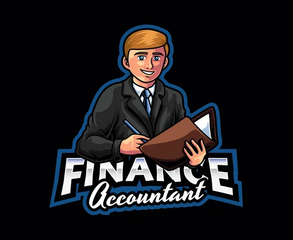 Accountant Mascot Logo Design Financial Expert Professional Accountant Mascot Illustration — Stock Vector