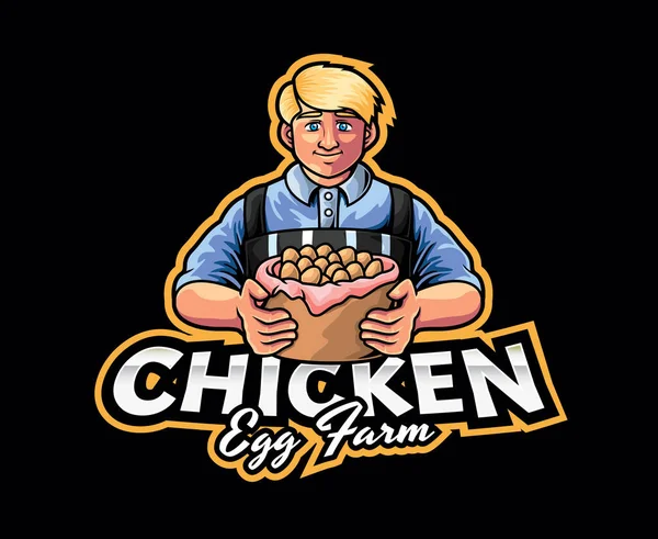 Κοτόπουλο Αυγό Αγρότης Μασκότ Σχεδιασμός Λογότυπο Διάνυσμα Μασκότ Που Αντιπροσωπεύει — Διανυσματικό Αρχείο
