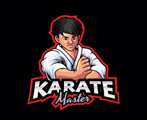 Karate Martial Art Mascote Logo Design Ilustração Vetorial Karatê Arte — Vetor de Stock