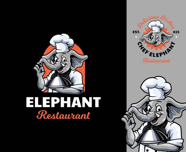 Logo Elephant Chef Mascot Design Divertente Giocosa Mascotte Dei Cartoni — Vettoriale Stock