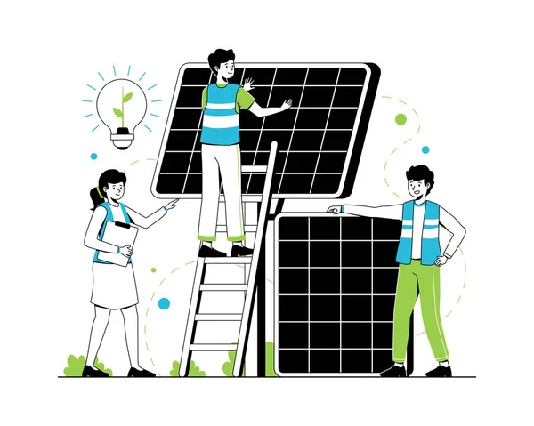Konzept Für Erneuerbare Energien Vektor Illustration Sauberer Elektrischer Energie Aus — Stockvektor
