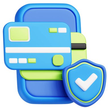 Finansal güvenlik, telefonda online ödemelerin korunması. Cep telefonları ile çevrimiçi ödeme işlemlerini sağlama alın. 3B resimleme