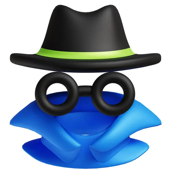 Anonymous, spy person, or detective face 3D rendered illustration. Incognito 3D icon
