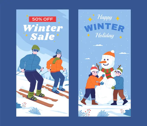 Winter Sale Product Banner Happy Winter Background Vector Illustration Template — Stock Vector