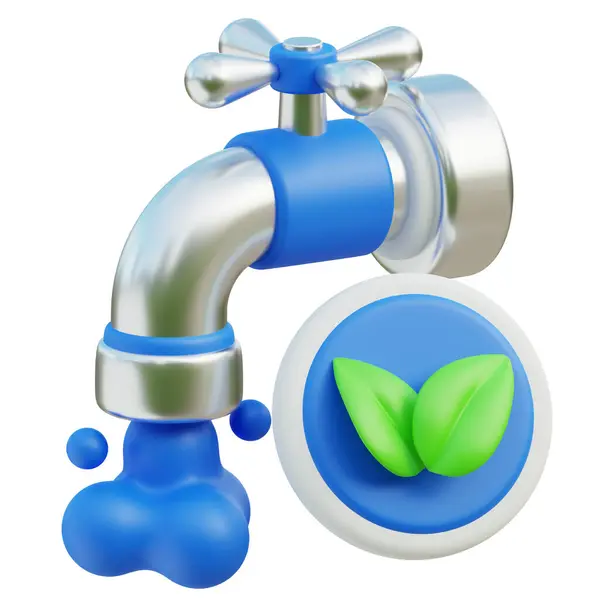 Dripping Running Water Tap Faucet Icon Clean Water Rendering Icon — Stock Photo, Image