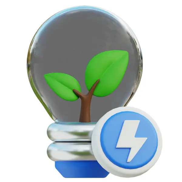 Eco Energy Icon Ecology Friendly Concept Light Bulb Leaves Isolated — Stock Photo, Image