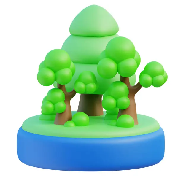 Tree Icon Isolated Background Green Tree Cartoon Style Rendering Design — Stock Photo, Image
