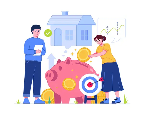 Saving Money Finance Piggy Future Financial Literacy Personal Budget Concept — Stock Vector