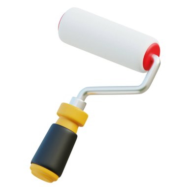 Boya silindiri 3d simgesi, izole arkaplan. 3 Boyutlu resim çizimi