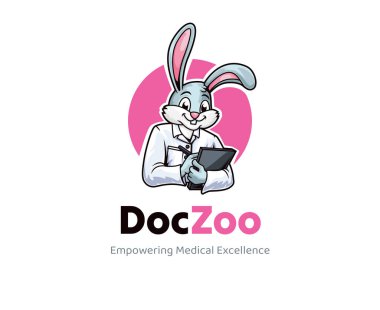 A quick and clever rabbit doctor in a white coat holding a clipboard clipart