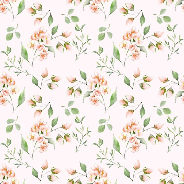 Sketch Blossom Floral Botany Collection Flower Drawings Seamless Pattern Hand — Stock Photo, Image