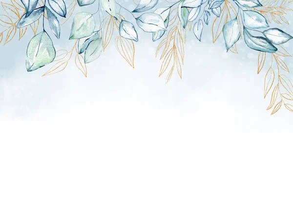 Bleke Aquarel Bladeren Witte Achtergrond Verticale Botanische Design Banner Bloemen — Stockfoto