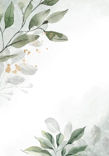Bledé Akvarelové Listy Bílém Pozadí Vertikální Botanický Design Banner Květinová — Stock fotografie