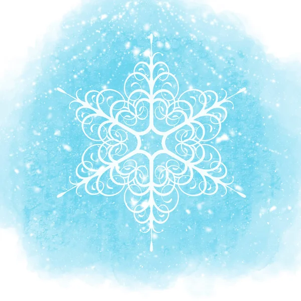 Jasné Zimní Pozadí Velkou Sněhovou Vločkou Vánoční Zimní Ilustrace — Stock fotografie