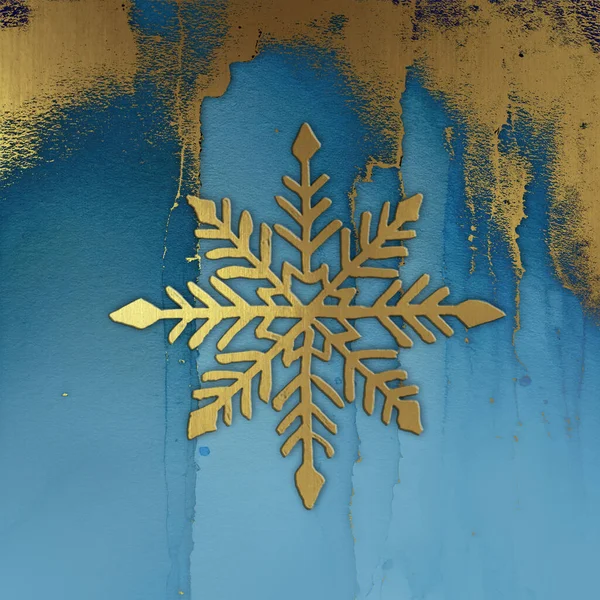 Синій Мармур Золота Сніжинка Абстрактна Фонова Текстура Різдвяні Привітання — стокове фото