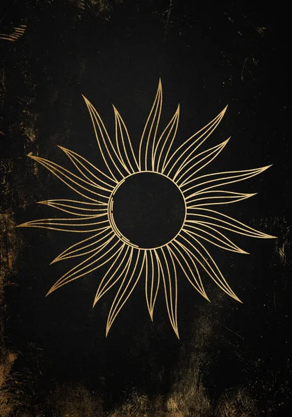 Magic Boho Sun Symbol Gypsy Sacred Element Sign Modern Boho — Foto Stock