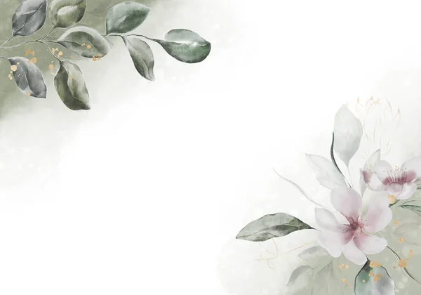 Бледные Акварельные Листья Белом Фоне Вертикальное Ботаническое Оформление Баннера Цветочные — стоковое фото