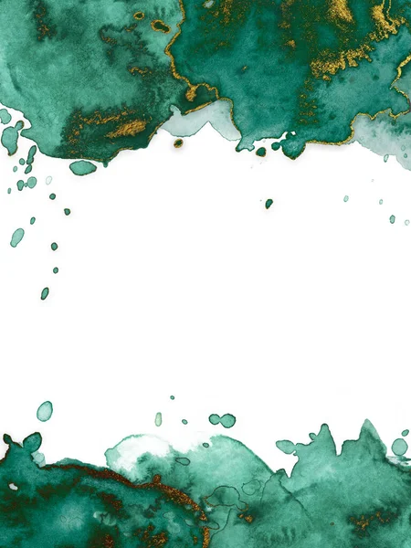 Зелений Мармур Золота Абстрактна Текстура Фону Синє Мармурування Природними Лініями — стокове фото