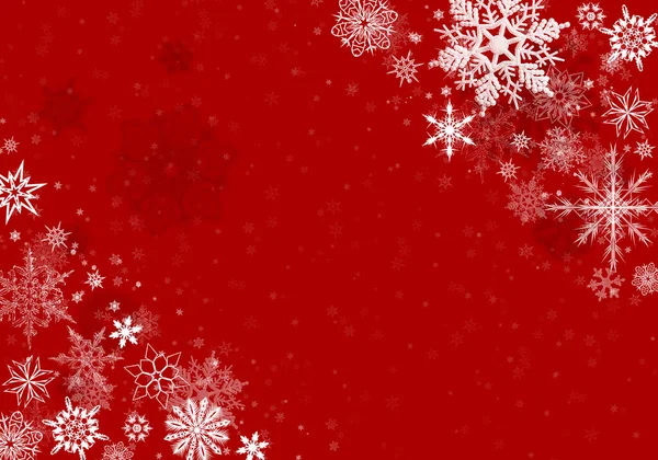 Elegante Fondo Rojo Navidad Con Copos Nieve Blancos —  Fotos de Stock
