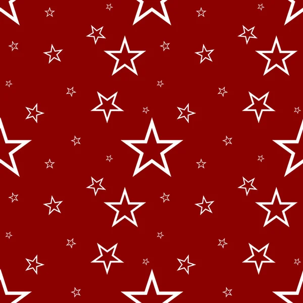 Bezešvé Vzor Bílými Hvězdami Červeném Pozadí Pro Tkaniny Papír Scrapbooking — Stock fotografie