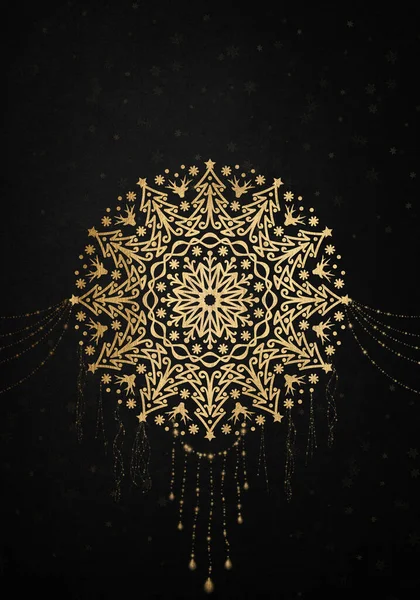 Antracite Fundo Com Mandala Dourado Luxo Ótimo Para Convite Folheto — Fotografia de Stock