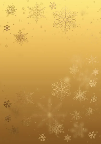 Золотий Зимовий Фон Золотими Сніжинками Власних Творінь — стокове фото