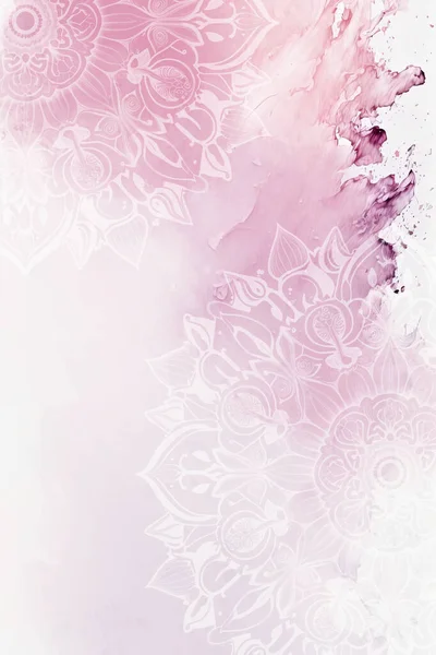 만다라와 분홍색 배경을 추상화하 초대장 포스터를 텍스처 추상적 튀기는 — 스톡 사진