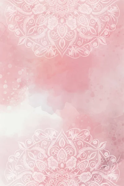 Abstract Pink Watercolor Background Mandala Watercolor Background Invitations Cards Posters stockbilde