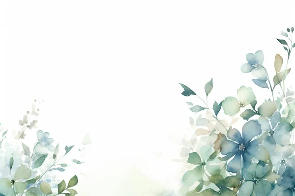 Bleke Aquarel Bladeren Bloemen Witte Achtergrond Verticale Botanische Design Banner — Stockfoto
