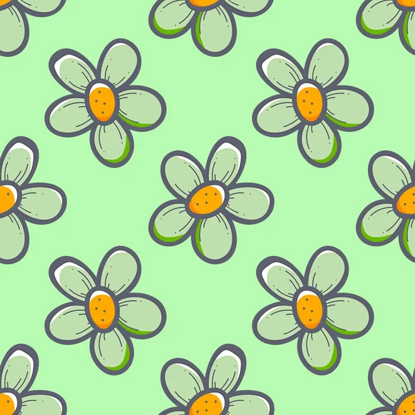 花のドッドル 明るい緑の背景とシームレスな背景 紙を作成するための豪華なパターン ヴィンテージ — ストック写真