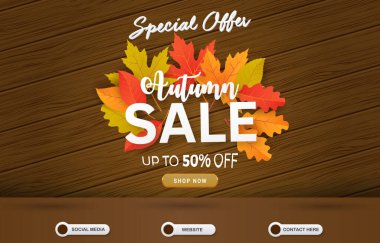 Soyut kahverengi gradyan tasarımlı ürün için boş alanı olan sonbahar indirimli şablon afişi