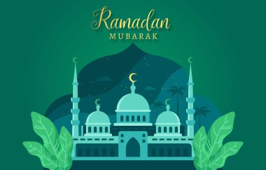ramadan mubarak illustration with green background design