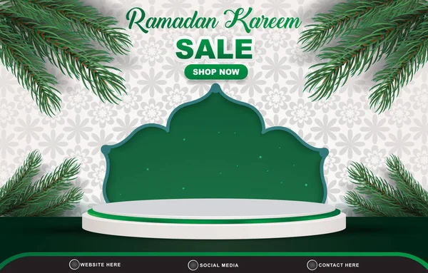 Κομψό Ramadan Πώληση Banner Πρότυπο Έκπτωση Κενό Χώρο Βάθρο Για — Διανυσματικό Αρχείο