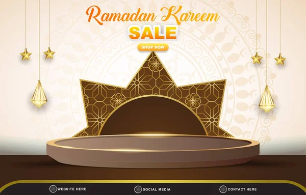 Ramadan Sale Discount Template Banner Blank Space Podium Product Sale — Διανυσματικό Αρχείο