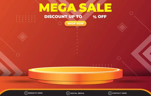 Mega Sale Discount Template Banner Blank Space Podium Product Sale — 图库矢量图片