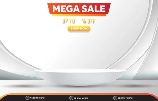 Mega Sale Discount Template Banner Blank Space Podium Product Sale — Stock vektor