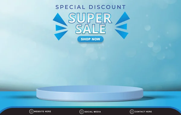 Special Discount Super Sale Template Banner Blank Space Podium Product — Stock Vector