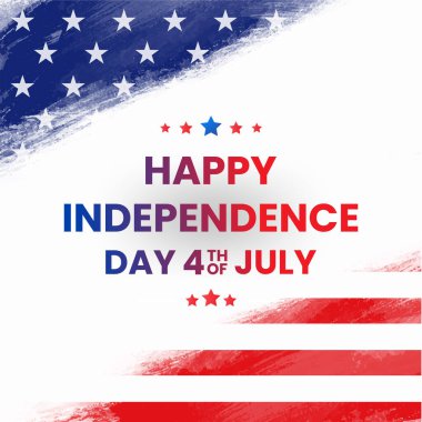 Sosyal medya paylaşımı için 4 Temmuz kare afişi için soyut mavi beyaz ve kırmızı arkaplan tasarımlı mutlu bağımsızlık günleri